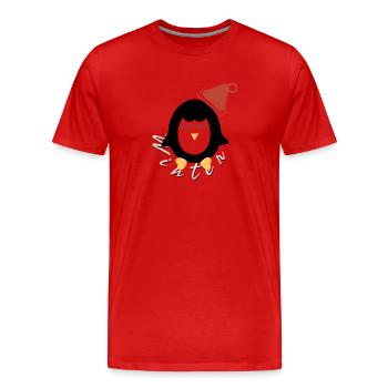Pinguin im Winter - Männer Premium Bio T-Shirt - Rot - Vorne - Damien (186cm)