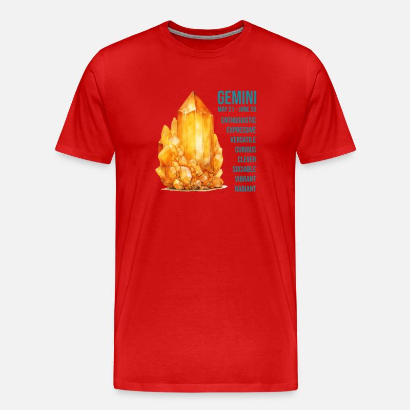 Sternzeichen Edelsteine: Zwillinge, Citrin - Männer Premium Bio T-Shirt - Rot