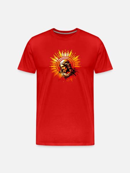 Jésus-Christ dans l’auréole - T-shirt bio Premium Homme - rouge