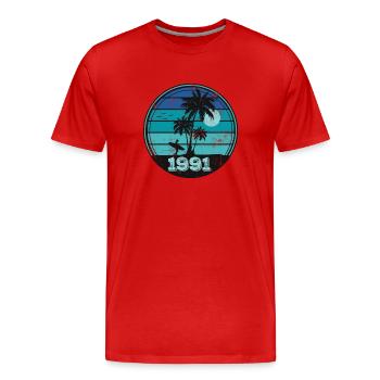 Millésime 1991 - T-shirt bio Premium Homme - rouge - Devant - Damien (186cm)