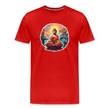 InnerPeaceWear - Männer Premium Bio T-Shirt - Rot - Vorne - Damien (186cm)