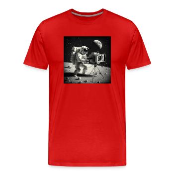 Astronauten-Film - Männer Premium Bio T-Shirt - Rot - Vorne - Damien (186cm)