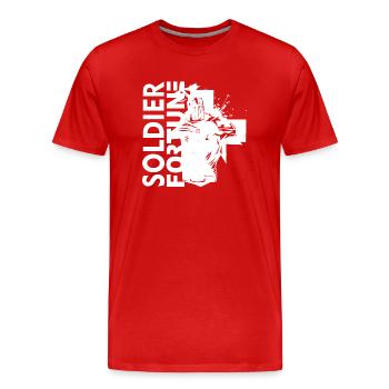 Soldat, Fortune, Militaire, Armée, Guerre, Cool, Marine, Combat - T-shirt bio Premium Homme - rouge - Devant - Damien (186cm)