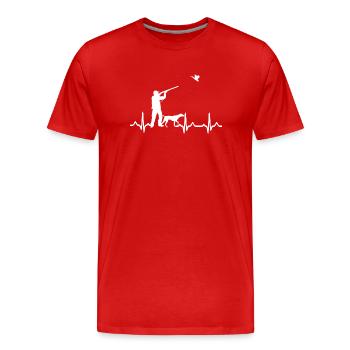 Jagd HeartBeat Hunter mit Hundeherzschlag - Männer Premium Bio T-Shirt - Rot - Vorne - Damien (186cm)