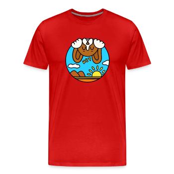 Funny playful cartoon beagle - Men's Premium Organic T-Shirt - red - Front - Damien (186cm)
