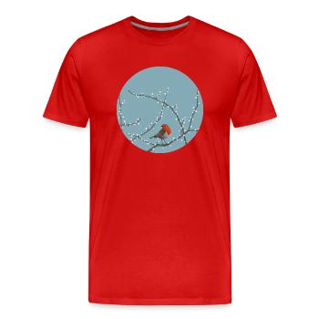 Oiseau d’hiver - T-shirt bio Premium Homme - rouge - Devant - Damien (186cm)