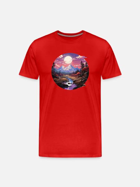 Landscape - Illustration - Men's Premium Organic T-Shirt - red