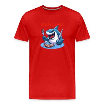 Hungriger Hai - Männer Premium Bio T-Shirt - Rot - Vorne - Damien (186cm)