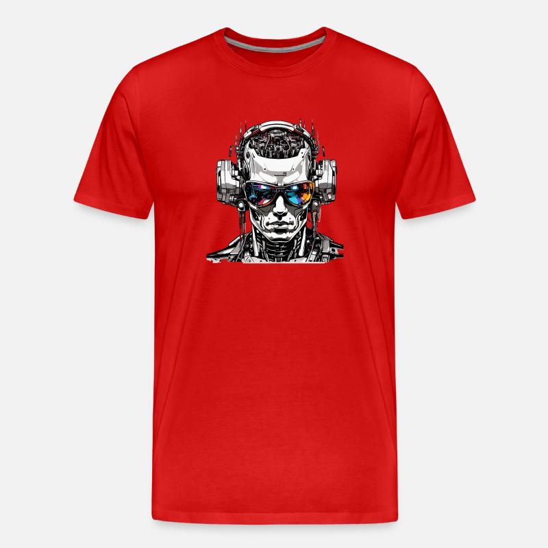 Android, Cyborg Deejay, TRANCE - Männer Premium Bio T-Shirt - Rot