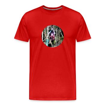 vtt mtb downhill - T-shirt bio Premium Homme - rouge - Devant - Damien (186cm)