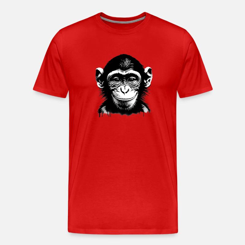 Grinsendes Affengesicht - Männer Premium Bio T-Shirt - Rot