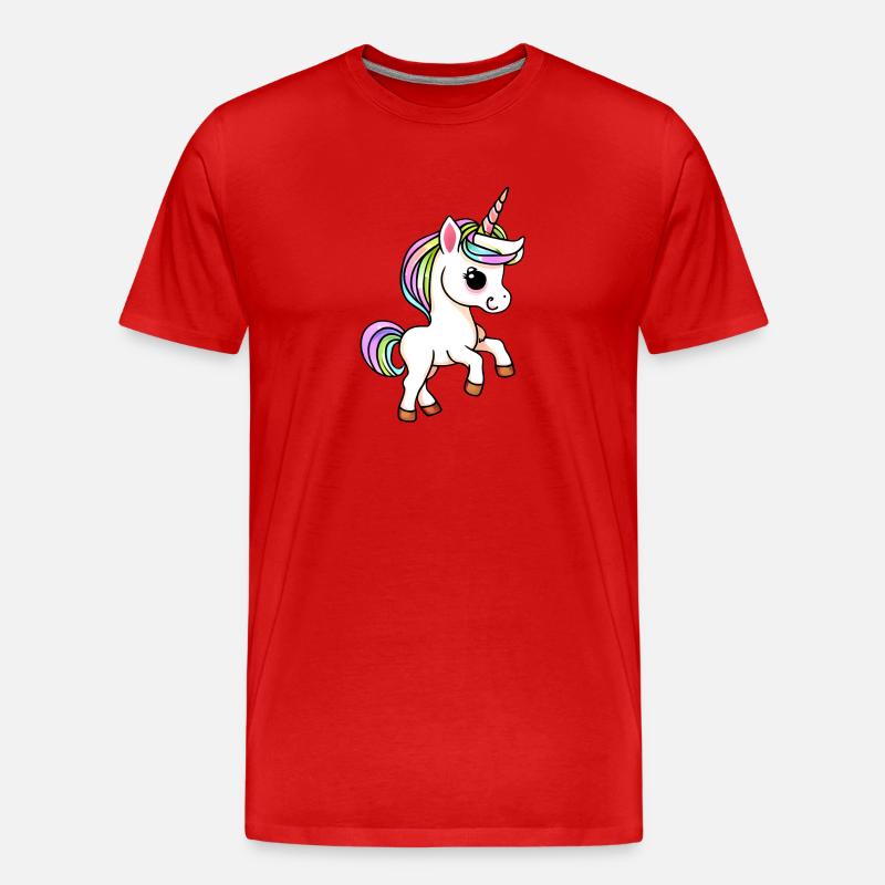 Einhorn Fabeltier Einhörner Mädchen - Männer Premium Bio T-Shirt - Rot