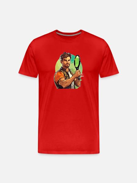 Tennis Player - Illustration - Men's Premium Organic T-Shirt - red