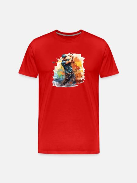 Golf Player - Illustration - Men's Premium Organic T-Shirt - red