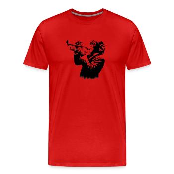 Trompettiste dans Monkey Orchestra StreetArt Banksy - T-shirt bio Premium Homme - rouge - Devant - Damien (186cm)
