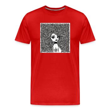 Coiffure #1 - T-shirt bio Premium Homme - rouge - Devant - Damien (186cm)