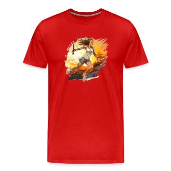 Tennis Spielerin - Illustration - Männer Premium Bio T-Shirt - Rot - Vorne - Damien (186cm)