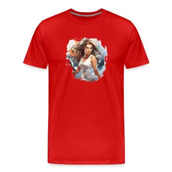 Tennis Spielerin - Illustration - Männer Premium Bio T-Shirt - Rot - Vorne - Damien (186cm)