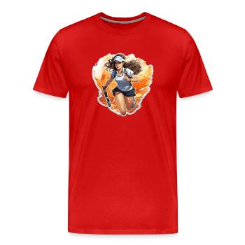 Tennis Spielerin - Illustration - Männer Premium Bio T-Shirt - Rot - Vorne - Damien (186cm)