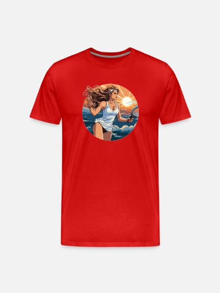 Tennis player - illustration - Men's Premium Organic T-Shirt - red