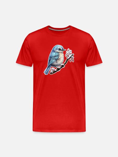 Cute bird in winter - Men's Premium Organic T-Shirt - red