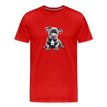 Staffordshire Bull Terrier Dog Owners Dogs - Men's Premium Organic T-Shirt - red - Front - Damien (186cm)