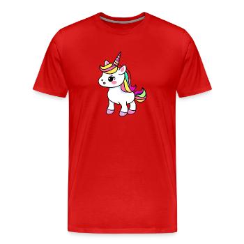 Unicorn Mythical Beast Girl Unicorns - Men's Premium Organic T-Shirt - red - Front - Damien (186cm)