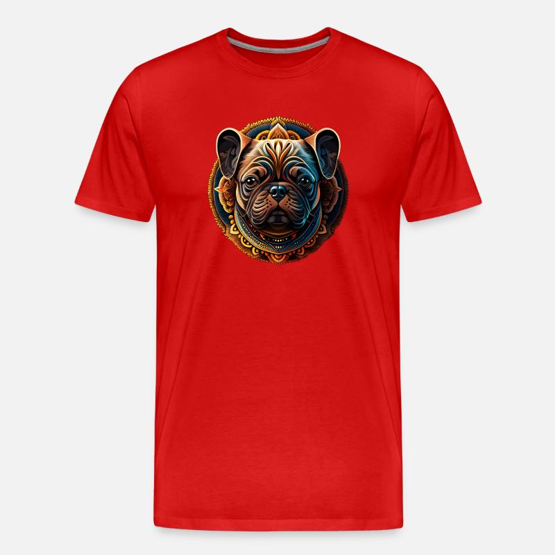 Mops Gesicht - Männer Premium Bio T-Shirt - Rot