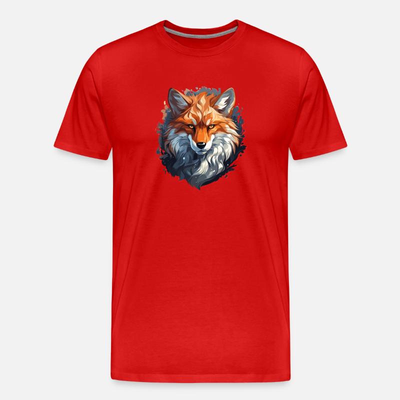 Fuchs - Illustration - Männer Premium Bio T-Shirt - Rot