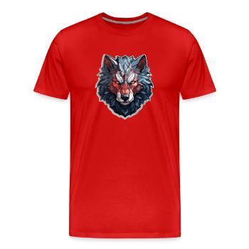 Wolf - Illustration - Männer Premium Bio T-Shirt - Rot - Vorne - Damien (186cm)