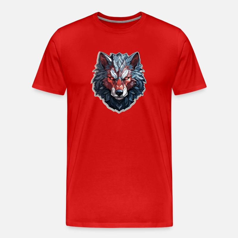 Wolf - Illustration - Männer Premium Bio T-Shirt - Rot