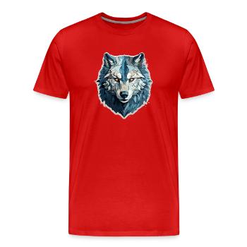 Wolf - Illustration - Männer Premium Bio T-Shirt - Rot - Vorne - Damien (186cm)