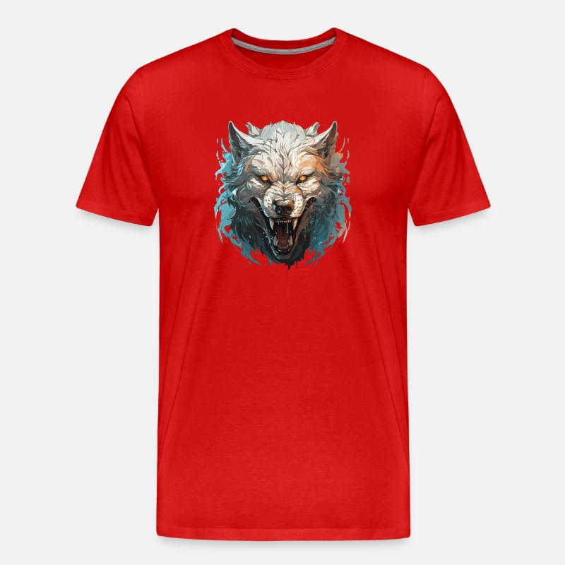 Wolf - Illustration - Männer Premium Bio T-Shirt - Rot