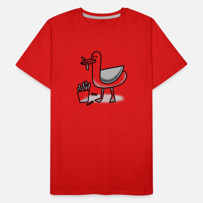Möwe mit einem Chippy im Schnabel Männer Premium Bio T-Shirt