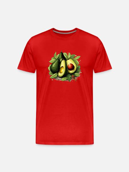 Avocado - Illustration - Männer Premium Bio T-Shirt - Rot