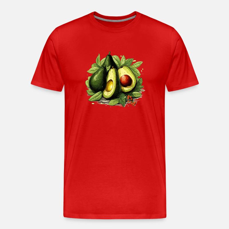 Avocado - Illustration - Männer Premium Bio T-Shirt - Rot