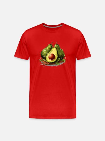Avocado - Illustration - Men's Premium Organic T-Shirt - red