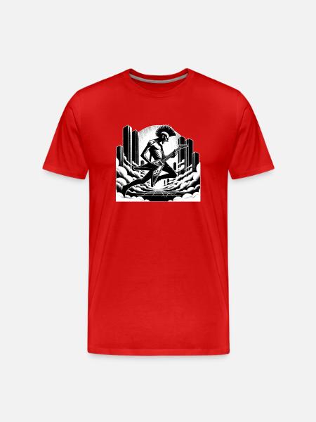 Urban Punk Guitarist - Men's Premium Organic T-Shirt - red