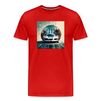 Miami Portal Escape (Miami Collection) - Men's Premium Organic T-Shirt - red - Front - Damien (186cm)