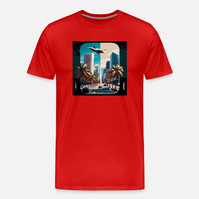 Miami night/day split (Miami Collection) - Männer Premium Bio T-Shirt - Rot