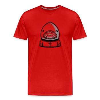 Shark astronaut with wide open mouth and teeth - Men's Premium Organic T-Shirt - red - Front - Damien (186cm)