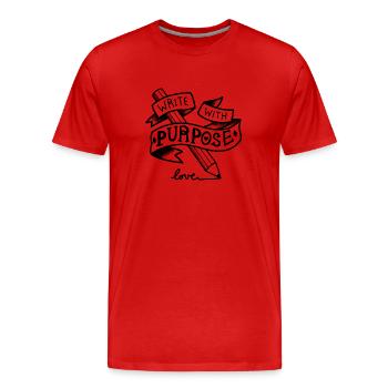 Style de tatouage Écrire avec un but - T-shirt bio Premium Homme - rouge - Devant - Damien (186cm)