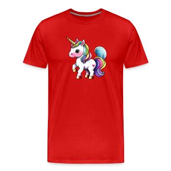 Licorne Créature Mythique Fille Licornes Créature Mythique - T-shirt bio Premium Homme - rouge - Devant - Damien (186cm)