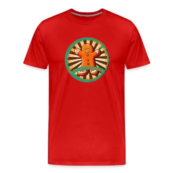 Lebkuchenmann - Männer Premium Bio T-Shirt - Rot - Vorne - Damien (186cm)