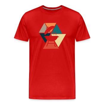 Vintage Retro BBQ - BBQ Geschenkidee - Männer Premium Bio T-Shirt - Rot - Vorne - Damien (186cm)