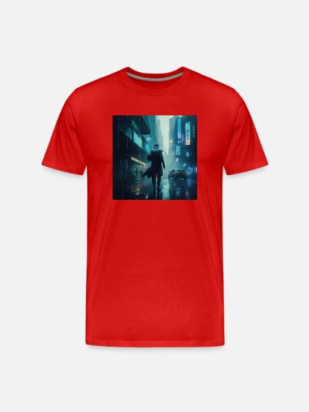 Cyberpunk Rain - Men's Premium Organic T-Shirt - red
