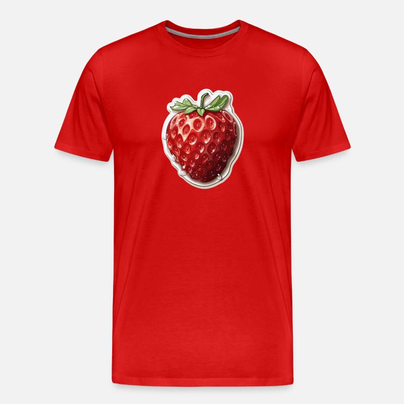 Erdbeere - Illustration - Männer Premium Bio T-Shirt - Rot