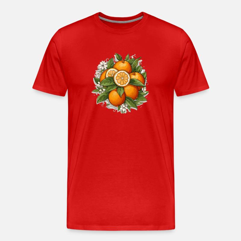 Orange - Illustration - Männer Premium Bio T-Shirt - Rot