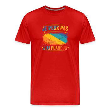je peux pas j'ai planeur - T-shirt bio Premium Homme - rouge - Devant - Damien (186cm)