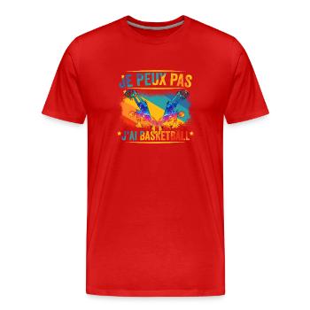 Je peux pas j'ai Basketball - T-shirt bio Premium Homme - rouge - Devant - Damien (186cm)